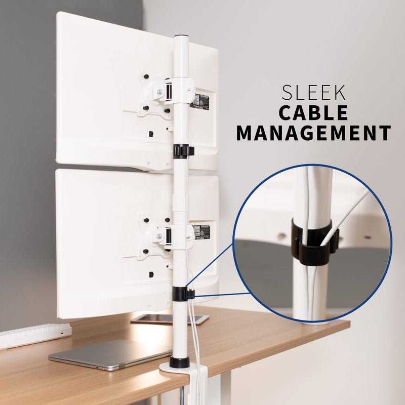 vivo حامل مكتب مزدوج للشاشات VIVO مع تعديل الارتفاع وألواح VESA لشاشتين LCD عريضتين يصل حجمها إلى 34 بوصة، مصفوفة مكدسة، STAND-V002RW - Image 5