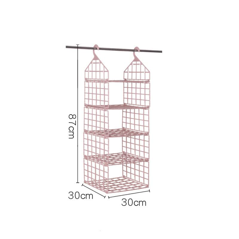 Dweezhet 5 Layer Folding Clothes Storage Racks Dormitory Closet for Students Wardrobe Shelves Hanging Organizer Storage Holders Racks Plastic Cloth Storage Racks White - Image 3