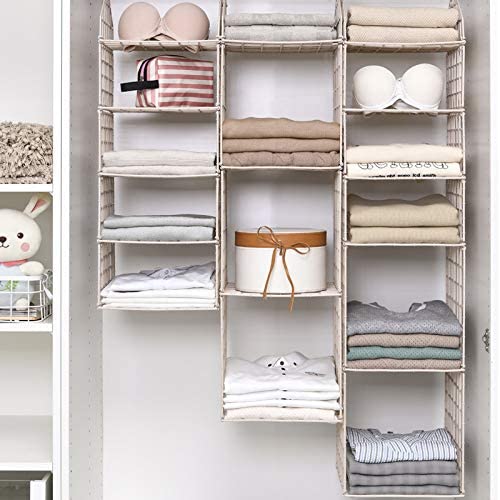Dweezhet 5 Layer Folding Clothes Storage Racks Dormitory Closet for Students Wardrobe Shelves Hanging Organizer Storage Holders Racks Plastic Cloth Storage Racks White - Image 4