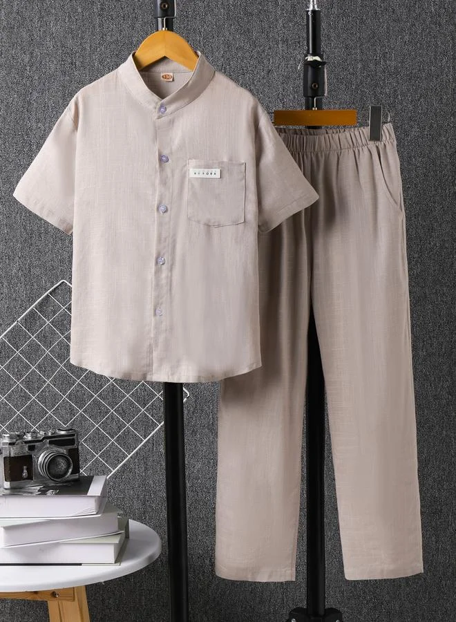 تايك تو مجموعة من بنطال وقميص بمظهر الكتان