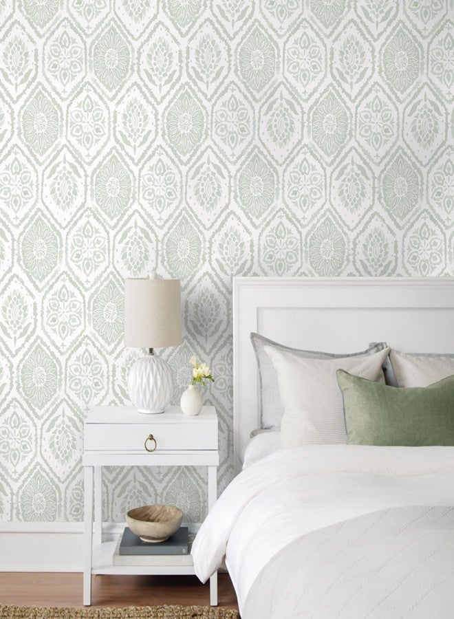HeloHo Peel and Stick Wallpaper Green Contact Paper Boho Wall Paper Modern Geometric Removable Self Adhesive Wallpapers for Bedroom Bathroom Cabinet Waterproof Decor Vinyl Rolls 78.8" X 17.3" - Image 4
