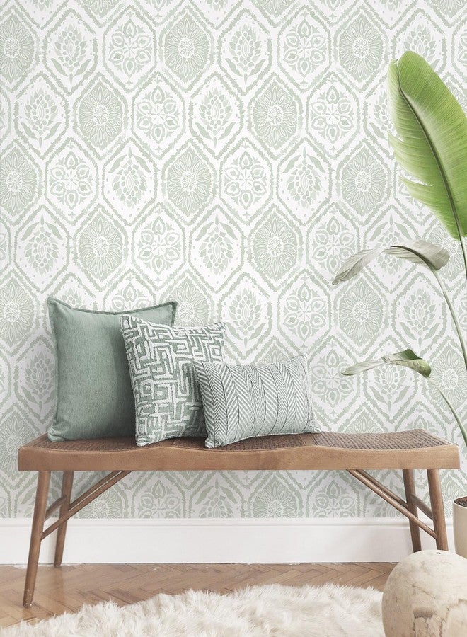 HeloHo Peel and Stick Wallpaper Green Contact Paper Boho Wall Paper Modern Geometric Removable Self Adhesive Wallpapers for Bedroom Bathroom Cabinet Waterproof Decor Vinyl Rolls 78.8" X 17.3" - Image 3