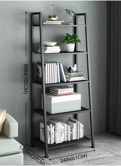 URbazaar 5 Tier Bookshelf,Industrial Ladder Shelf, Open Display Storage Rack, Bookcase with Metal Frame, Freestanding Storage Shelves for Home Office, Living Room, Bedroom, Kitchen  - Image 4