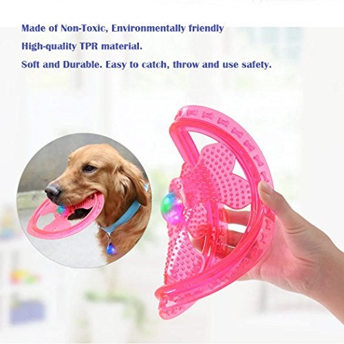 Wandrola Flying Disc Dog Sport Toy with Flashing LED Lights, Light Up Pet Disk for Ultimate Night Time Play, Blue - Image 2
