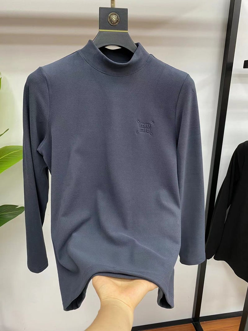 Men'S Long-Sleeved T-Shirt German Velvet Arrival All-Match Simple Solid Color Double-Sided Velvet Base Men'S Sweater - Image 1