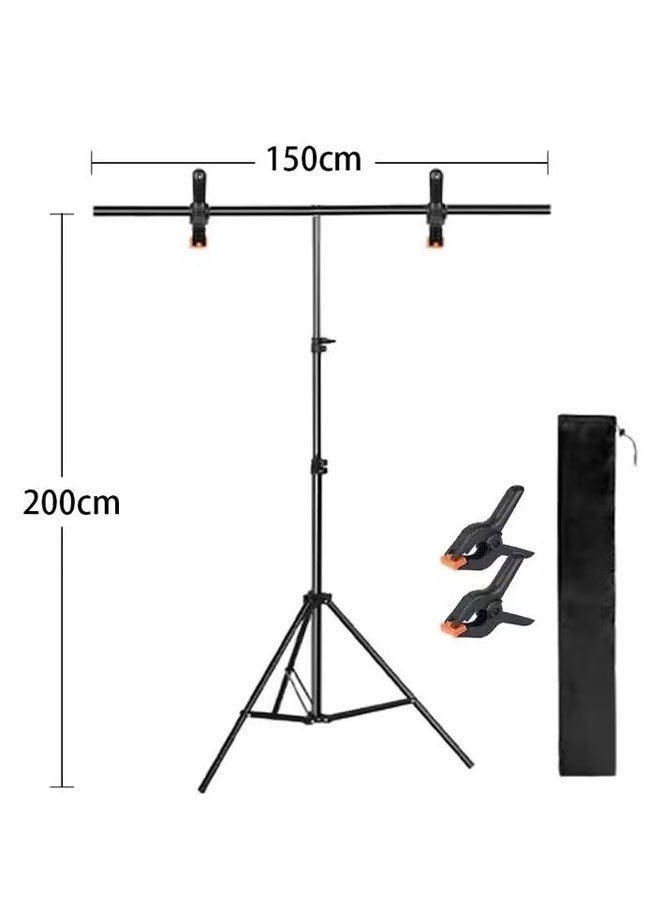 Backdrop Stand 2×1.5M Photo Studio Adjustable Background Stand Support kit with 2 Crossbars, 2 Clamps and Carry Bag for Parties, Events Decoration, Wedding, Photography - Image 2