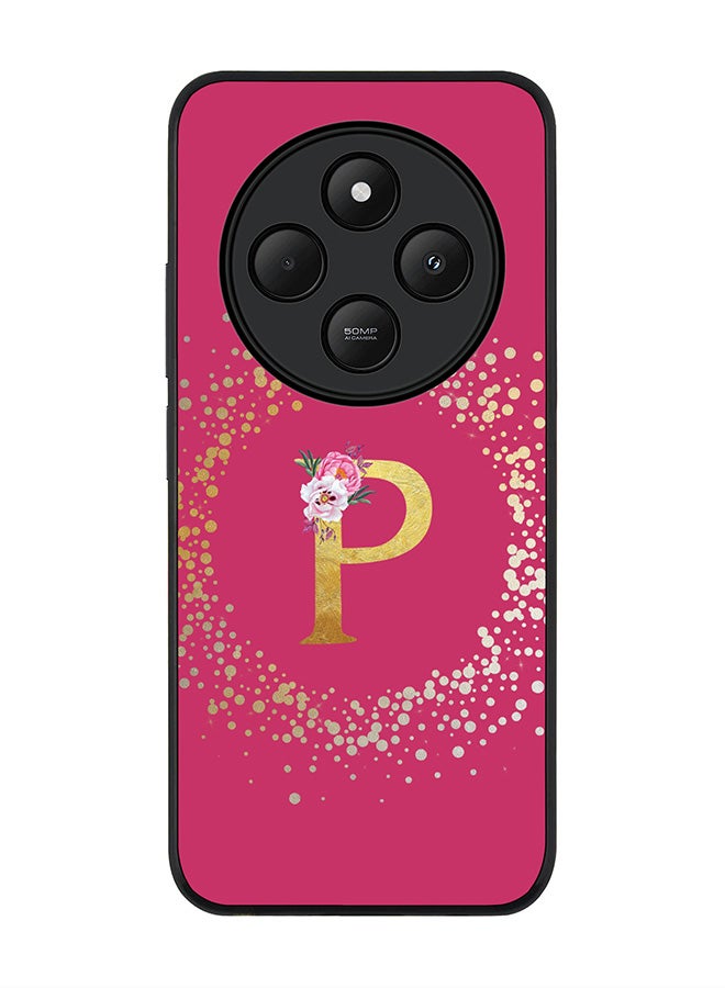 Stylizedd For Xiaomi Redmi 14C / 14R Case,Slim fit Camera Protection, Shockproof Thin Phone cover - Custom Monogram Floral - P ( Deep Pink ) - Image 1