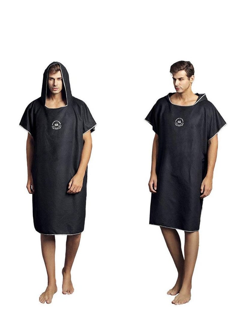 Microfiber Surf Poncho, Wetsuit Changing Bath Robe, Beach Change Cloak Dive Quick Dry Pool Swim Beach Towel with Hood for Adults - Image 2
