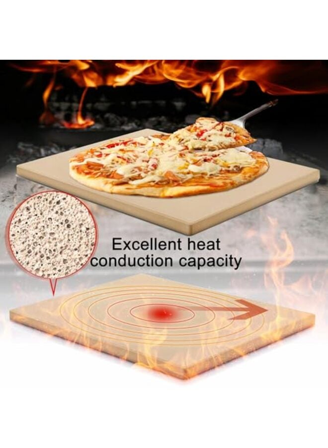 حجر بيتزا مستطيل الشكل، مقاس 15.7×12 بوصة، مناسب للفرن والشواية والتخييم، مصنوع من الكورديريت المقاوم للحرارة العالية - Image 3