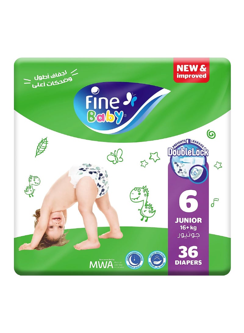 فاين بيبي حفاضات مقاس 6 جونيور (16+ كجم) 36 حفاضات - Image 1