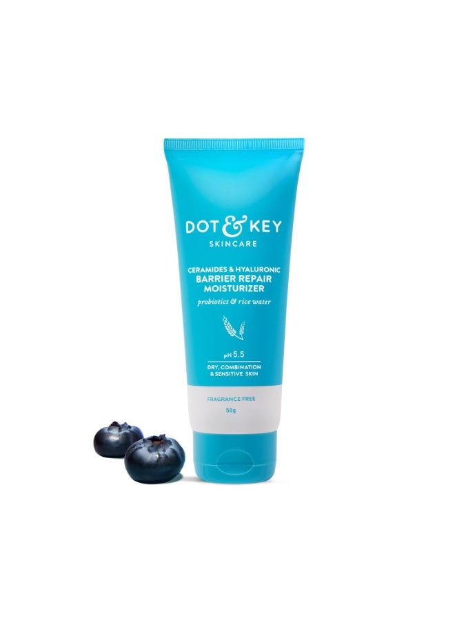 Dot & Key Barrier Repair Moisturizer For Normal, Dry, Combination & Sensitive Skin | 120 Hrs Moisturization, With 5 Ceramides & Hyaluronic | Repairs Damaged Skin Barrier, Non-Comedogenic | 50g - Image 1