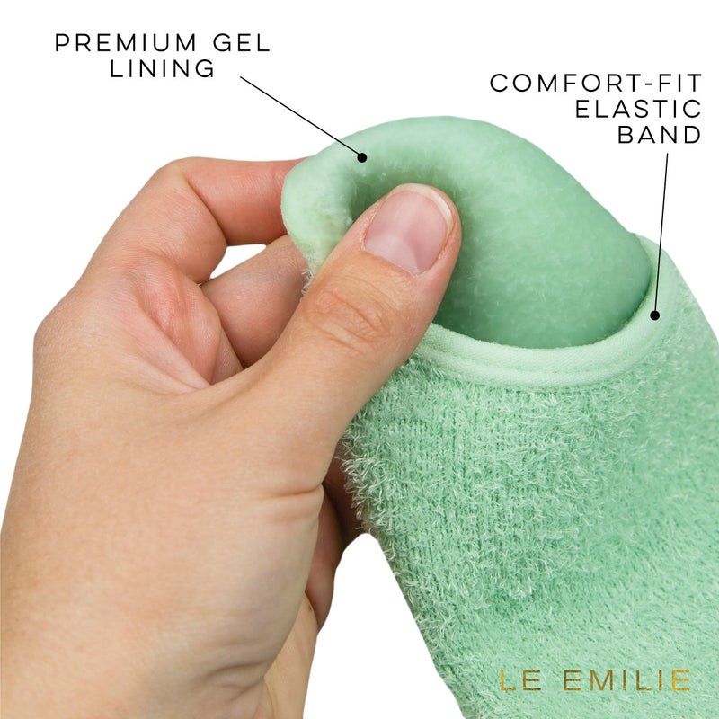 LE EMILIE 5 Toe Moisturizing Gel Socks | Perfect for Healing Dry Cracked Heels and Feet | Infused with Aromatherapy Blend of Lavender and Jojoba Oil | 1 Pair (Seafoam Green) - Image 2