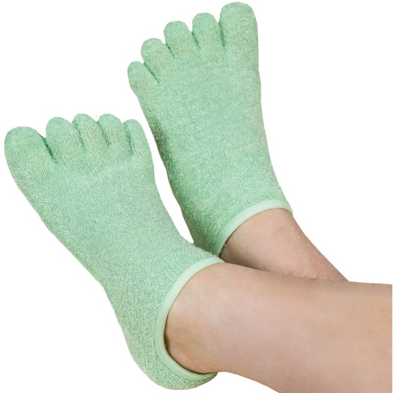 LE EMILIE 5 Toe Moisturizing Gel Socks | Perfect for Healing Dry Cracked Heels and Feet | Infused with Aromatherapy Blend of Lavender and Jojoba Oil | 1 Pair (Seafoam Green) - Image 1