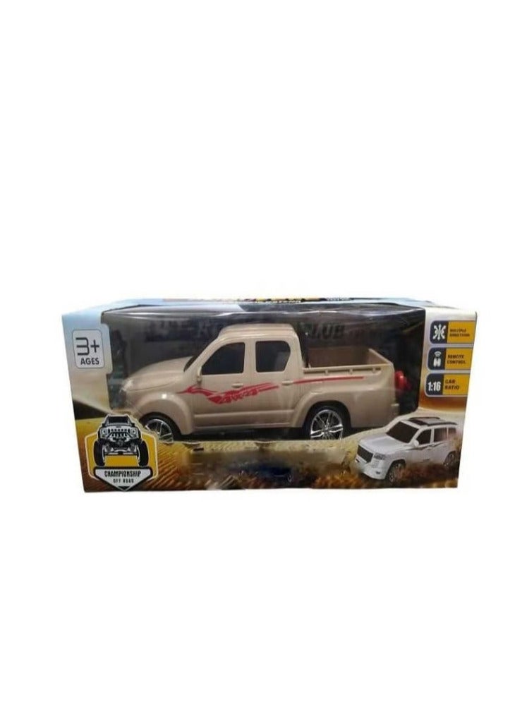 1:16 Scale Beige Off-Road Pickup Truck with Remote Control and Minor Red Accents - Image 1