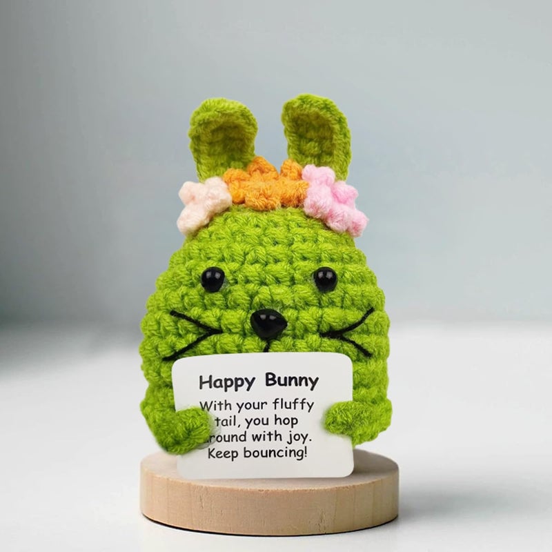 Muyiz 4 Pack Knitted Wool Easter Toys with Positive Card for Easter Basket Stuffers Gifts - Image 2