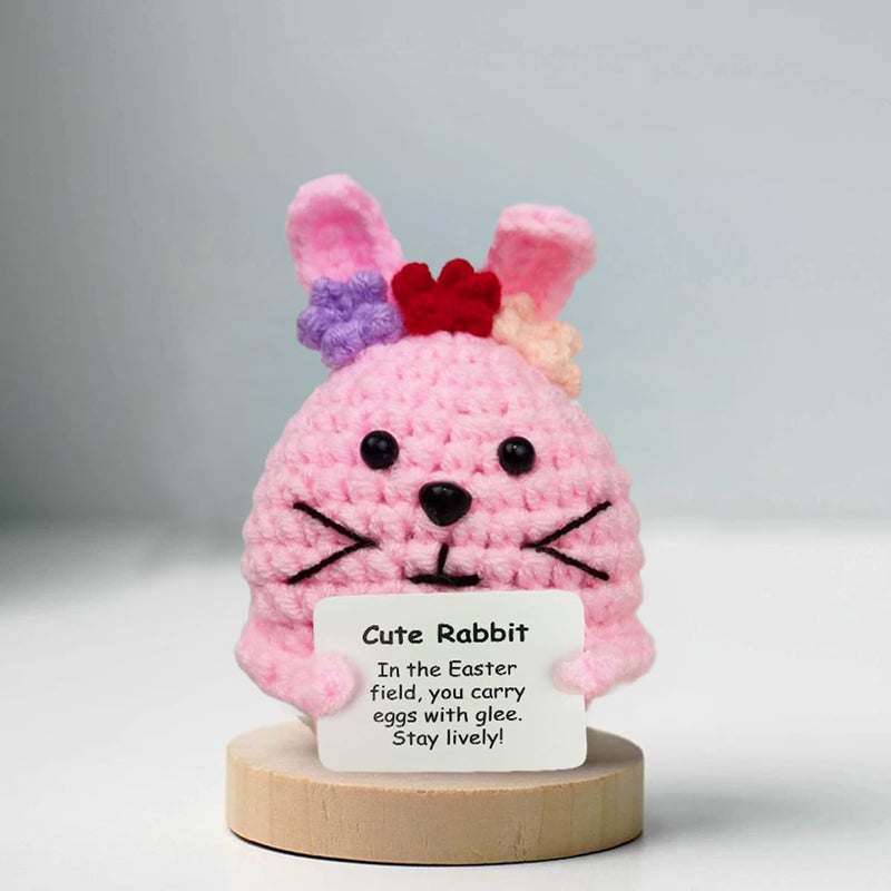 Muyiz 4 Pack Knitted Wool Easter Toys with Positive Card for Easter Basket Stuffers Gifts - Image 3