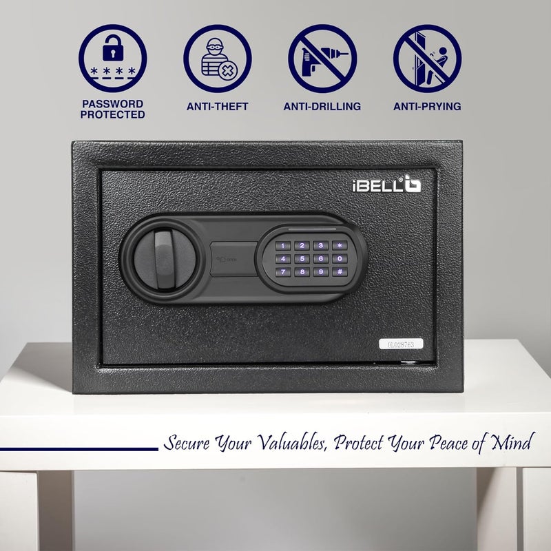 iBELL SL23S Digital Electronic Safe Locker for Personal and Office Use 23L Black Locker with Blue LED Light and Emergency Key Access 12 Months Warranty - Image 5