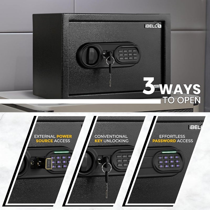 iBELL SL23S Digital Electronic Safe Locker for Personal and Office Use 23L Black Locker with Blue LED Light and Emergency Key Access 12 Months Warranty - Image 4