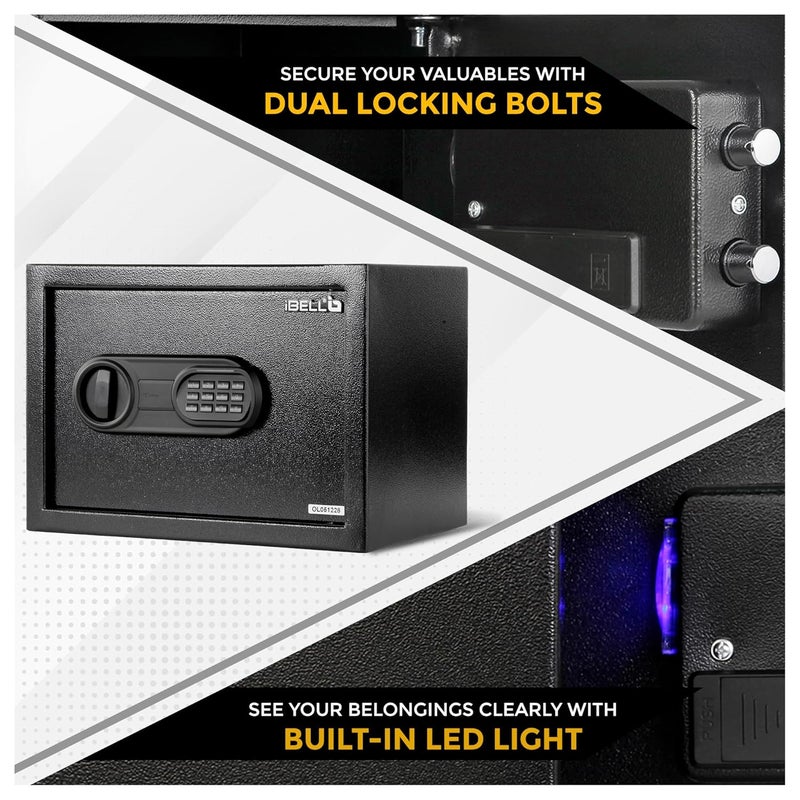 iBELL SL23S Digital Electronic Safe Locker for Personal and Office Use 23L Black Locker with Blue LED Light and Emergency Key Access 12 Months Warranty - Image 3