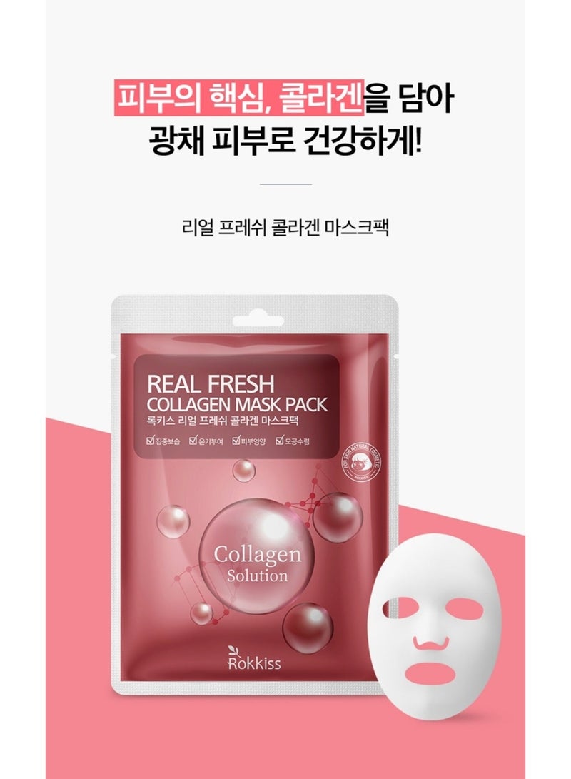 ROKKISS 10PCS Korean Face Mask, Collagen, Hydrolyzed collagen, Natural Cosmetics - Image 4