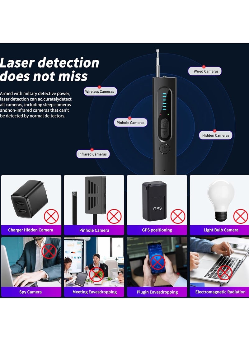Generic - Hidden Camera Detectors, Camera Detector, Bug and Hidden Camera Detector, Anti Spy RF Signal Scanner, Wireless Rechargeable for Home, Office, Travel, Hotel, 6 Levels Sensitivity 4 Modes, 34H Work - Image 1