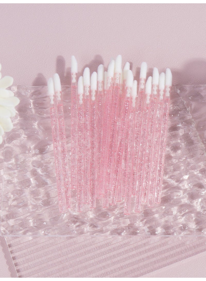 MAANGE Disposable Lip Brush Kit, 20 Brushes Per Pack, Pink Crystal Handle (Pink) - Image 2