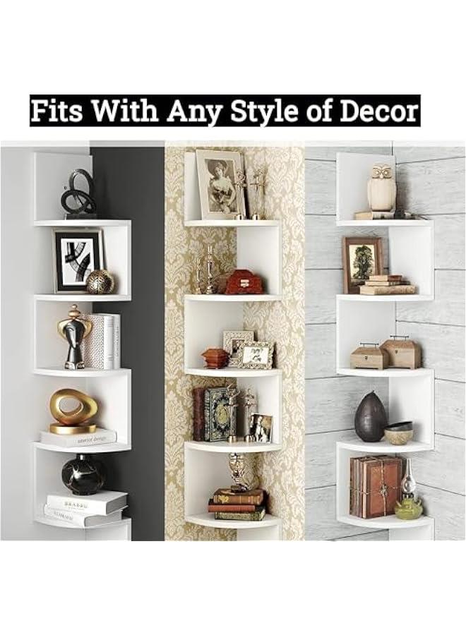 هوكور ارفف من 5 طبقات للتخزين على الحائط من هوكور، ارفف عائمة سهلة التجميع تثبت على الحائط لغرف النوم، ارفف الحمام، المطبخ، المكاتب، غرف المعيشة، رف الكتب، ديكور معلق على الحائط (ابيض)، خشب، ناعم - Image 5