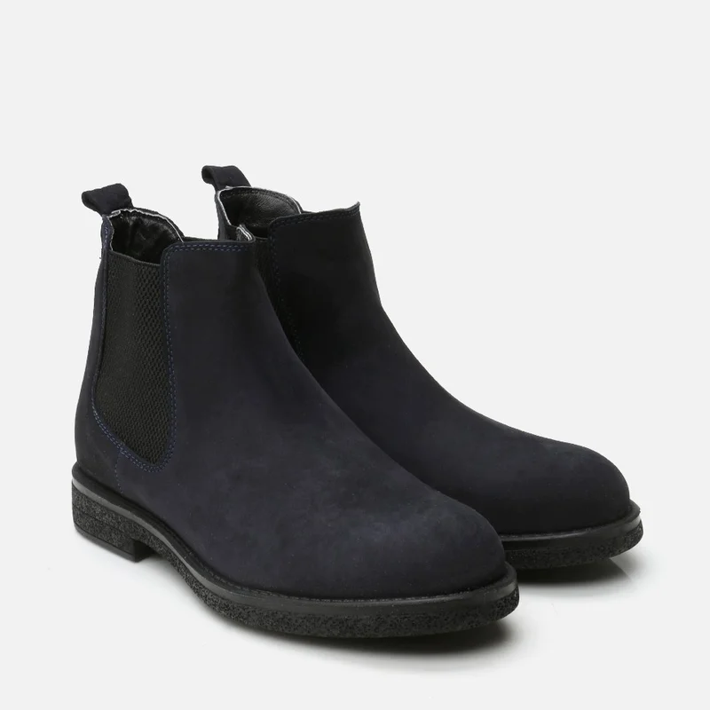 Hotiç 02BOH296110A680 GENUINE Leather Navy Blue Men's Casual Boots