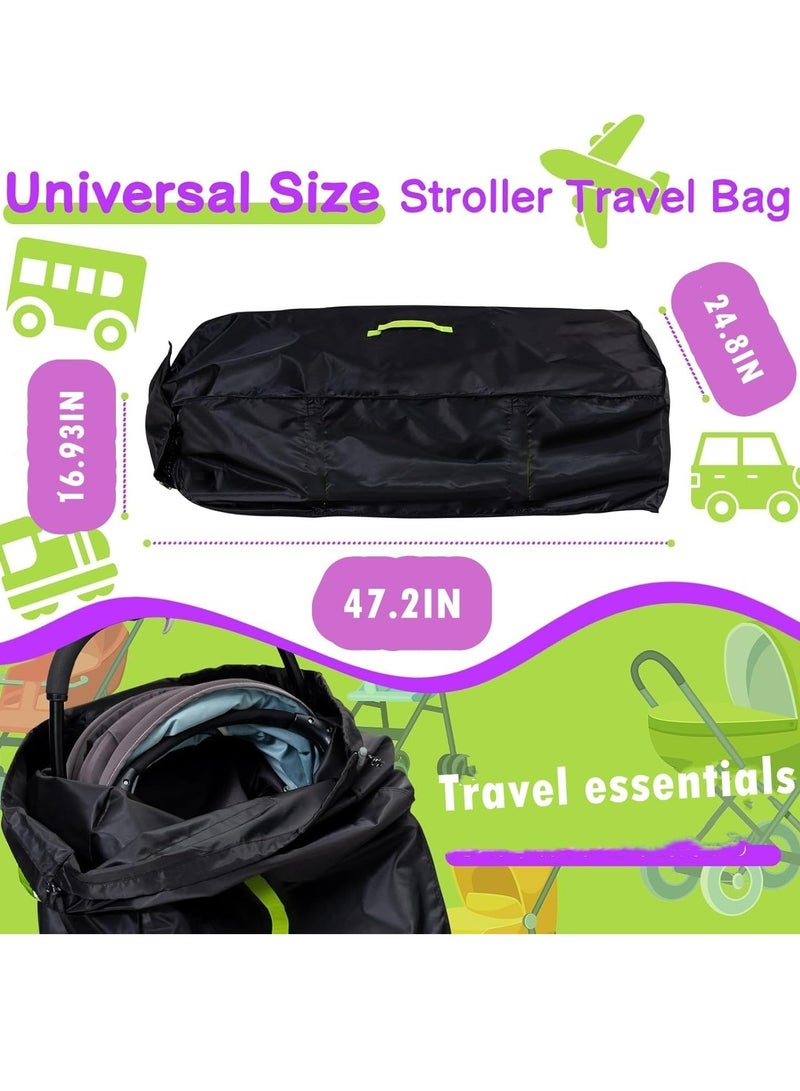 أوزيغالور حقيبة كبيرة لعربة الأطفال للطائرة، غطاء مزدوج لعربة الأطفال للسفر الجوي، عربة أطفال فردية وحاملة - تناسب معظم الأحجام، حقيبة فحص البوابة، غطاء سفر مقاوم للماء. - Image 2