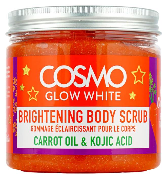 Cosmo Glow White Brightening Body Scrub 475ml, Carrot Oil & Kojic Acid, Gently Exfoliates the Skin, Making Skin Feels Softer, Smoother, More Supple, For Unisex - Image 1