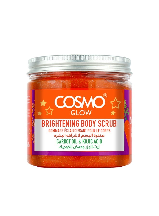 مقشر الجسم كوزمو جلو وايت لتفتيح الجسم 475 مل، زيت الجزر وحمض الكوجيك، يقشر البشرة بلطف، مما يجعل البشرة أكثر نعومة ونعومة وأكثر مرونة، للجنسين