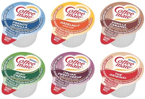 Coffee Mate Nestle Coffee mate Liquid Creamer Singles Variety Pack, Original, French Vanilla, Hazelnut, Irish Crème, Italian Sweet Crème, Vanilla Caramel, 6 flavors x 30 ct, 180/Box - Image 1