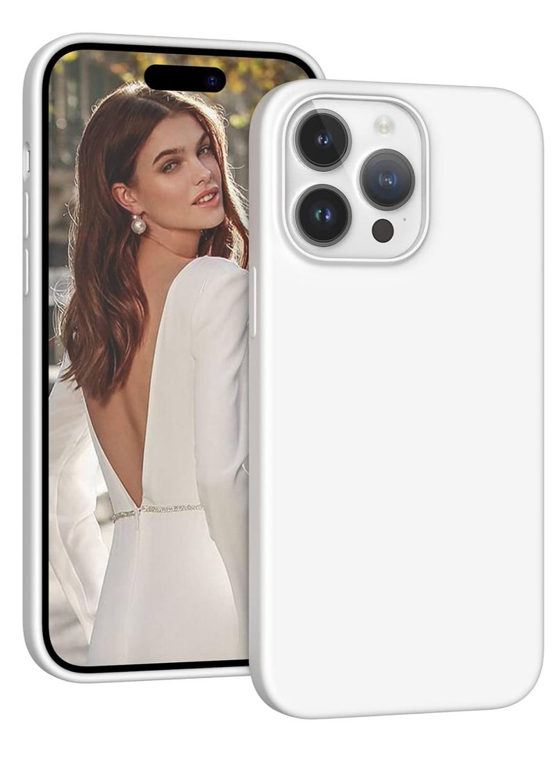 ELTRAZONE Liquid Silicone Gel Rubber Case for iPhone 14 Pro Max 6.7" - White, Full Body Shockproof Protective Cover - Image 1