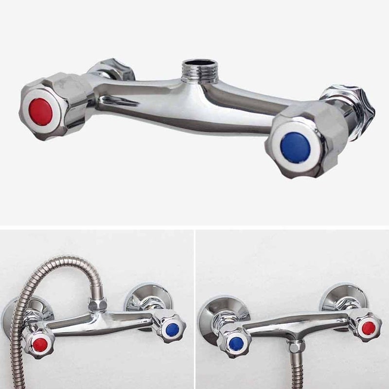 Bathroom Shower Mixer Valve with Twin Outlet and Chrome Finish, Brass Construction for Home Bath - Image 4