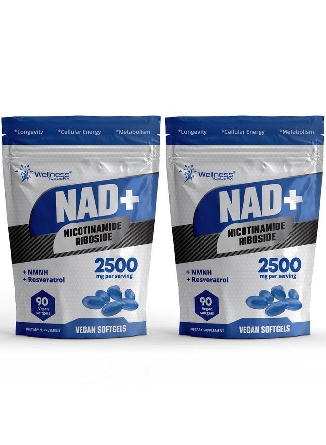 WELLNESS LABSRX مكمل NAD+ الليبوزومي - كبسولات NAD نيكوتيناميد ريبوسيد ريسفيراترول - 2500 ملغ مكملات NAD الليبوزومية للنساء - دعم الأيض، دعم صحة الخلايا وطول العمر - عبوتان