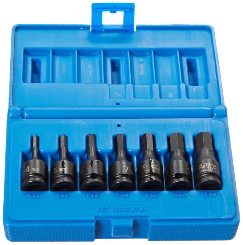Grey Pneumatic 1297MH 38 Drive 7Piece Hex Driver Metric Socket Set