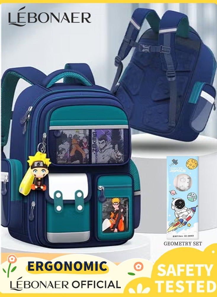 lebonaer Kids School Backpack Large Capacity School Bag Toddler Waterproof Lightweight Kids Backpack with Ergonomic Design, Adjustable Padded Straps Book Bag with Back Reflective Strip for Kids Grades 1-6（pendant is in the bag） - Image 1