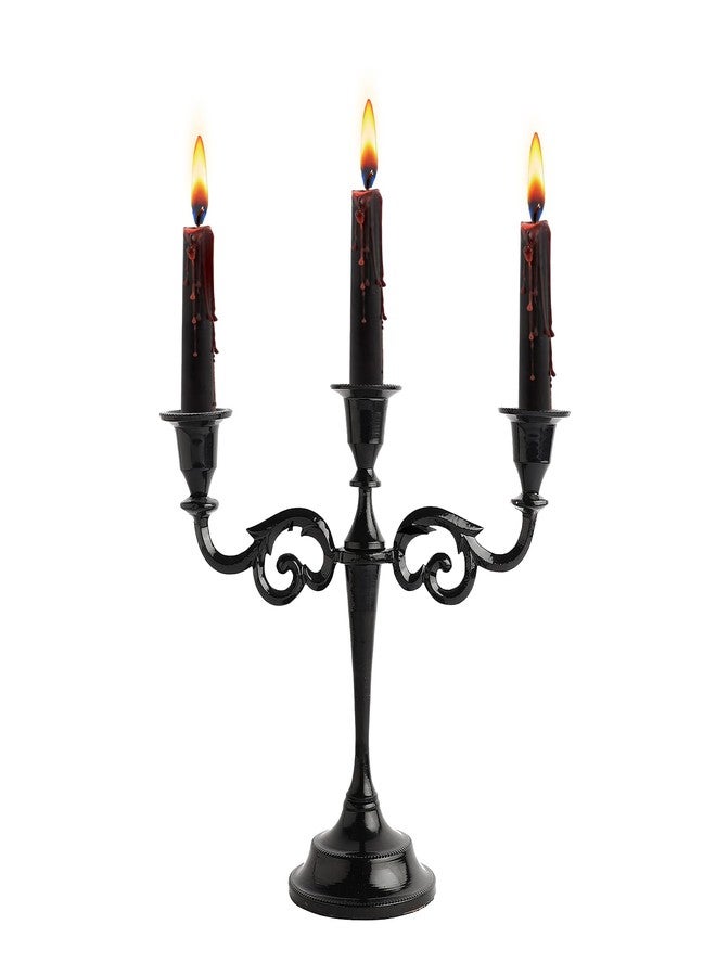 Rely+ 3 Arm Candelabra Taper Candle Holders Decorations Indoor Kitchen Décor Table Candles Candlestick Candelabra Centerpiece (Black Glossy) - Image 1