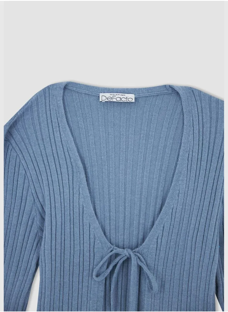 DeFacto Tie Front Long Sleeve Cropped Cardigan