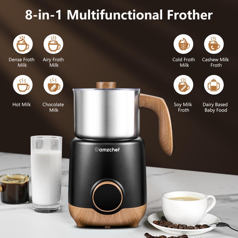 Amzchef 8-In-1 Milk Frother And Steamer 21 Oz  550 Watts Split Stainless Steel Automatic Steamer  Milk'S Warmer For Latte  Cappuccino  Hot Chocolate  Hot And Cold Froth  Heated Milk  Baby Food Silver - Image 3