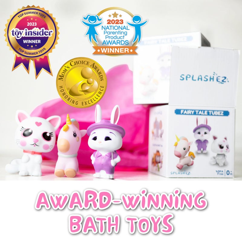 SplashEZ Girl Bath Toys | Mold Free Bath Toys for Kids & Toddlers with No Hole for Water | Unicorn Bunny Cat Set Ideal Size for Little Hands | Safe, Durable for Baby Girl Pool Tub Fun Ages 0 & Up - Image 3
