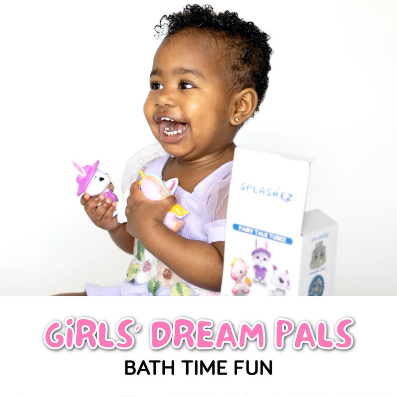 SplashEZ Girl Bath Toys | Mold Free Bath Toys for Kids & Toddlers with No Hole for Water | Unicorn Bunny Cat Set Ideal Size for Little Hands | Safe, Durable for Baby Girl Pool Tub Fun Ages 0 & Up - Image 4