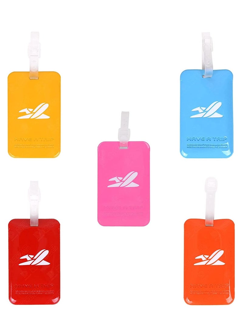 SYOSI Luggage Tags, Luggage Identifiers with Lanyard and Name ID Card, Pvc Plastic Soft Glue Plane Travel Card for Baggage Handbag Backpack, Colorful Secure Travel Luggage Labels for Travel, 5Pcs  - Image 1
