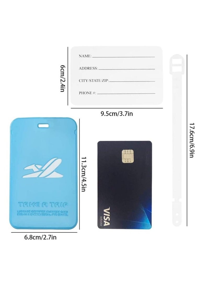 SYOSI Luggage Tags, Luggage Identifiers with Lanyard and Name ID Card, Pvc Plastic Soft Glue Plane Travel Card for Baggage Handbag Backpack, Colorful Secure Travel Luggage Labels for Travel, 5Pcs  - Image 4