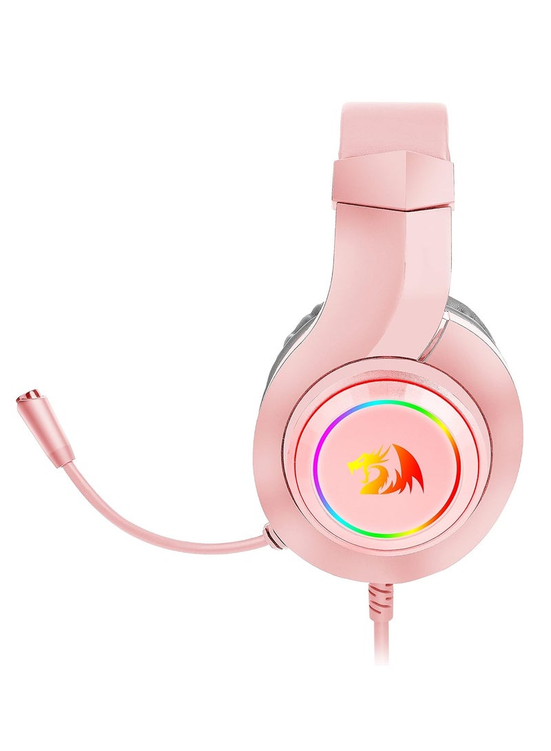 ريدراجون H260 Pink Headphones RGB , Standard With Flexible Omni-Directional Microphone With 40mm Capsule For Clear Communication - Image 5
