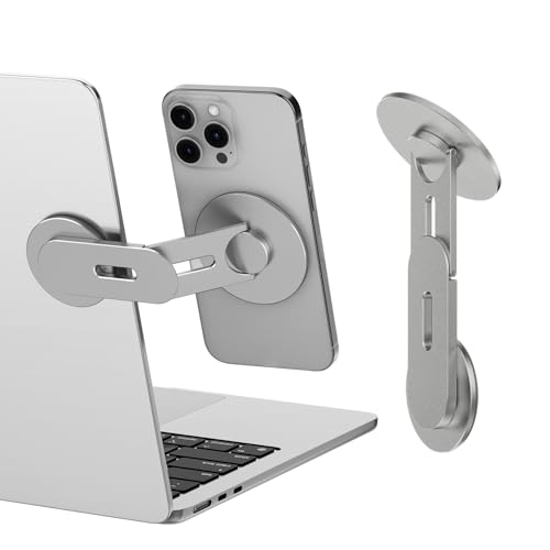 CloudValley Magnetic Laptop Phone Holder, 360° Rotating Mount Compatible with iPhone MagSafe and All Phones, MacBook, PC Monitor, Screen Stand for Tesla, Portable Accessory, Grey - Image 1