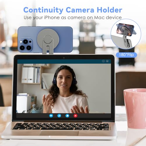 CloudValley Magnetic Laptop Phone Holder, 360° Rotating Mount Compatible with iPhone MagSafe and All Phones, MacBook, PC Monitor, Screen Stand for Tesla, Portable Accessory, Grey - Image 5