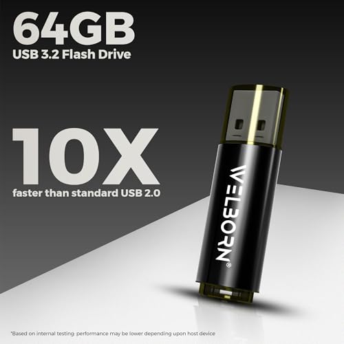 Welborn USB 3.2 Gen 1 Metal Flash Drive – Fast Transfer Speed, Magnetic Body, Temperature/X-Ray Protection, for Phone, Tablet & Laptop (32, GB) - Image 3