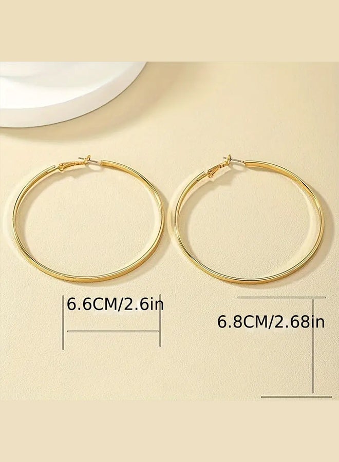 Ready For Chai 1 Pair Vintage Tribal 14K Golden Plated Iron Hoop Earrings, Daily Occasion Fashion Exaggerated Retro Style Ear Jewelry - Image 2