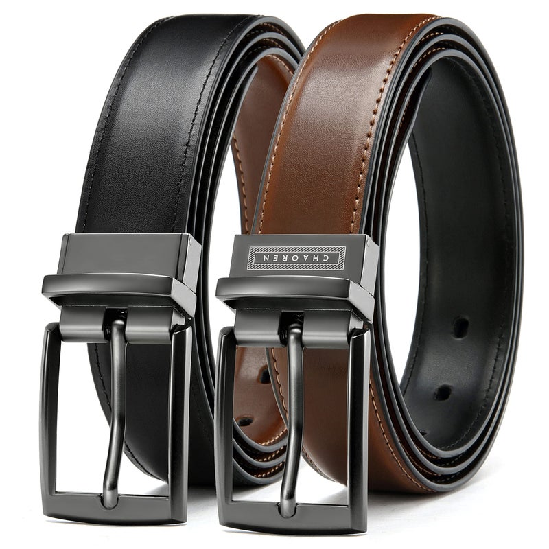 CHAOREN Boys Belt, Most Size Kids 1 1/4" Dress Reversible Belt for Youth - One Leather Belt Two Style - Image 1
